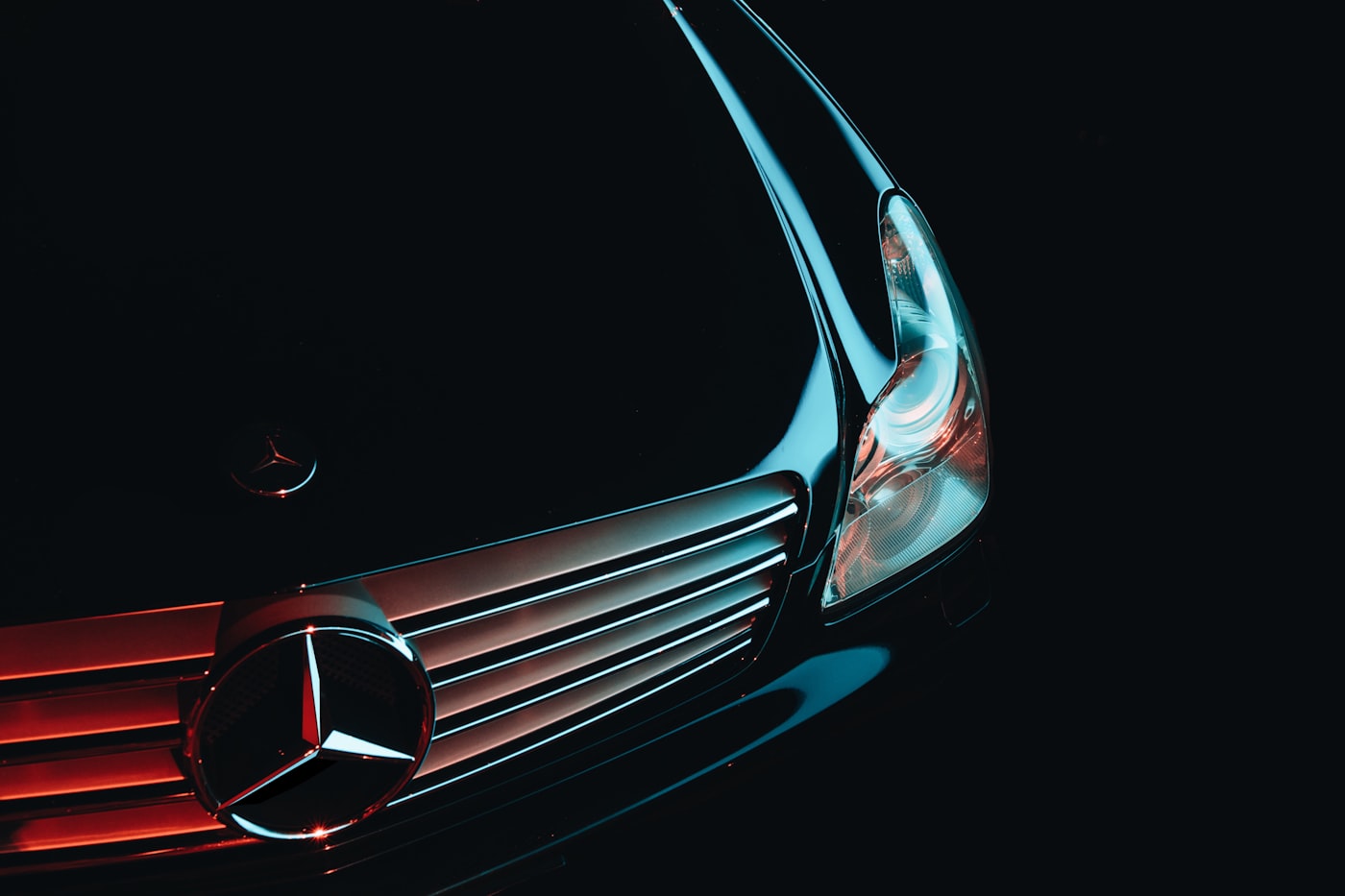 Sculpted Mercedes-Benz bodywork and headlight